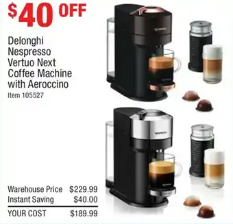 Delonghi Nespresso Vertuo Next Coffee Machine with Aeroccino