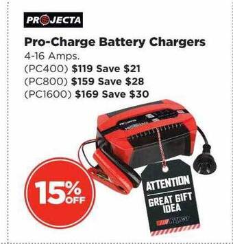Repco Projecta pro-charge battery chargers offer
