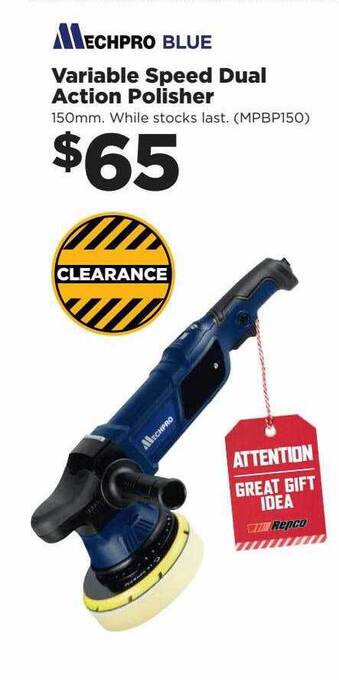 Repco Mechpro blue variable speed dual action polisher offer