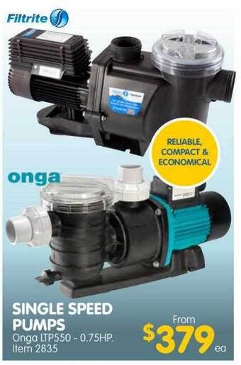 Clark Rubber Onga single speed pumps offer