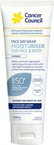 Cancer Council Face Day Wear Moisturiser SPF50+ 150mL**