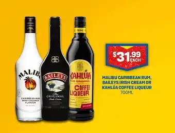 Bottlemart Malibu caribbean rum baileys irish cream or kahlúa coffee liqueur offer
