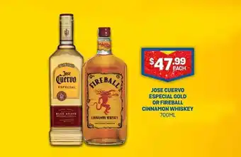 Bottlemart Jose cuervo especial gold or fireball cinnamon whiskey offer