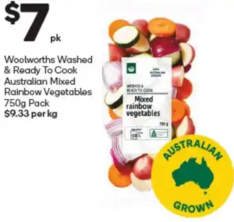 Woolworths Woolworths Washed & Ready to Cook Australian Mixed Rainbow Vegetables 750 g Pack offer