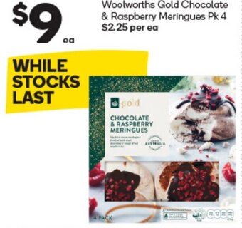 Woolworths Gold Chocolate & Raspberry Meringues Pk 4