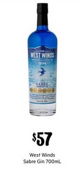 West winds sabre gin 700ml