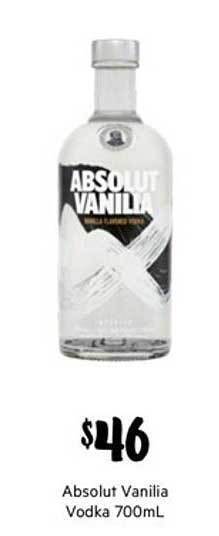First Choice Liquor Absolut vanilia vodka 700ml offer