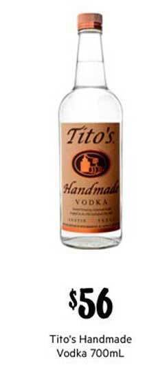 First Choice Liquor Tito's handmade vodka 700ml offer