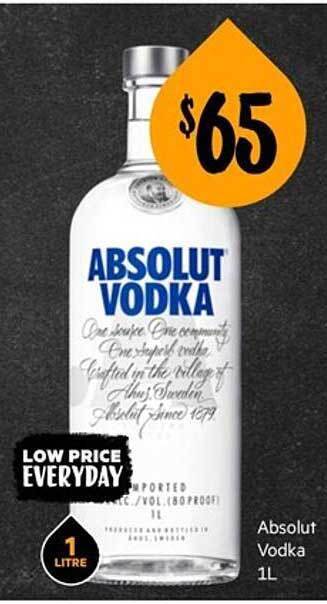 First Choice Liquor Absolut vodka 1l offer