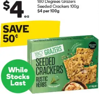 Woolworths 180 Degrees Grazers Seeded Crackers 100g offer