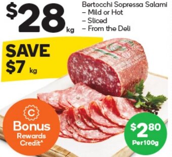 Woolworths Bertocchi Sopressa Salami offer