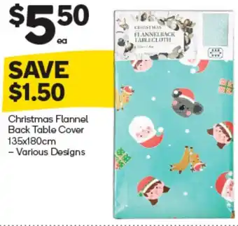 Woolworths Christmas Flannel Back Table Cover 135x180cm offer