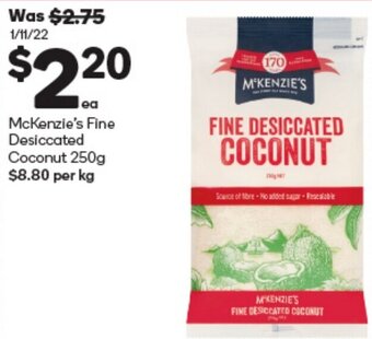 Woolworths McKenzie's Fine Desiccated Coconut 250g offer