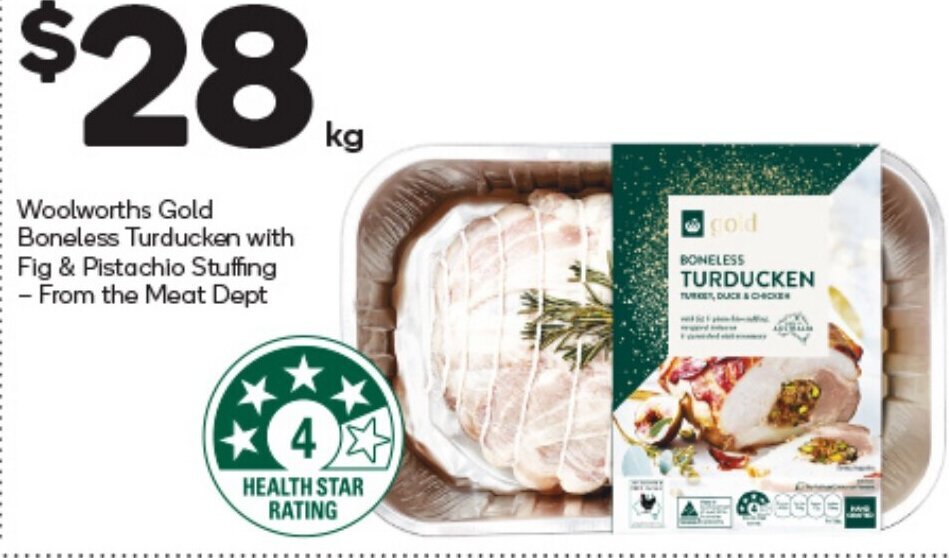 Woolworths Gold Boneless Turducken with Fig & Pistachio Stuffing offer