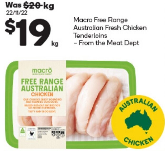Macro Free Range Australian Fresh Chicken Tenderloins offer at Woolworths