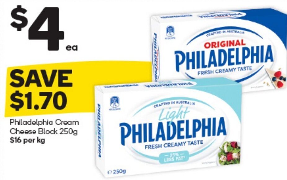Philadelphia Cream Cheese Block 250 g offer at Woolworths