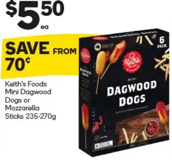 Woolworths Keith's Foods Mini Dagwood Dogs or Mozzarella 235-270 g offer