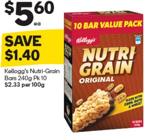 Kellogg's NutriGrain Bars 240 g offer at Woolworths