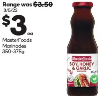 Woolworths MasterFoods Marinades 350-375 g offer