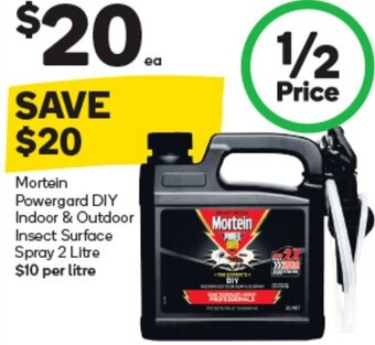 Woolworths Mortein Powergard DIY Indoor & Outdoor Insect Surface Spray 2 Litre offer