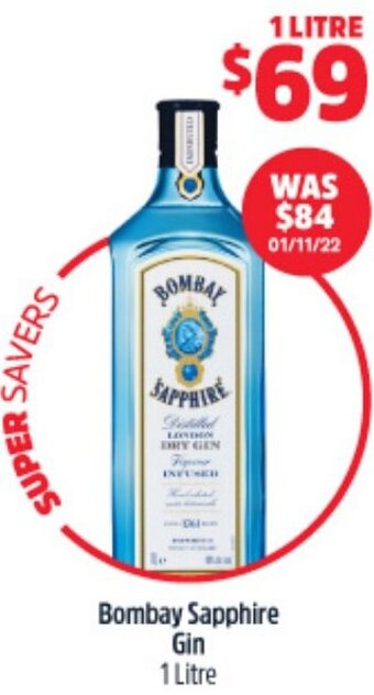 Woolworths Bombay Sapphire Gin 1 Litre offer