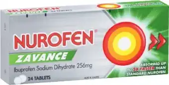 Coles Nurofen Zavance Ibuprofen 256mg Tablets 24 Pack* offer