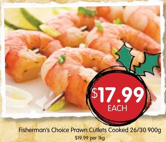Spudshed Fisherman's Choice Prawn Cutlets Cooked 26/30 900g offer