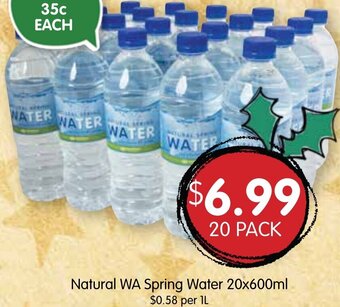 Spudshed Natural WA Spring Water 20x600ml offer