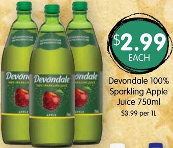 Spudshed Devondale 100% Sparkling Apple Juice 750ml offer