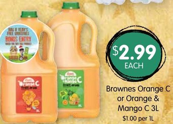 Spudshed Brownes Orange C or Orange & Mango C 3L offer