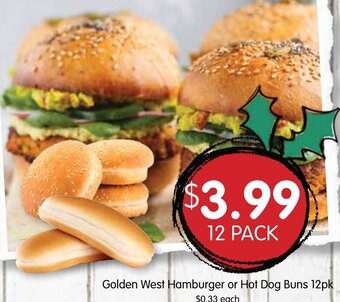 Spudshed Golden West Hamburger or Hot Dog Buns 12pk offer