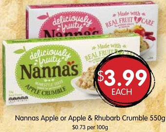 Spudshed Nannas Apple or Apple & Rhubarb Crumble 550 g offer