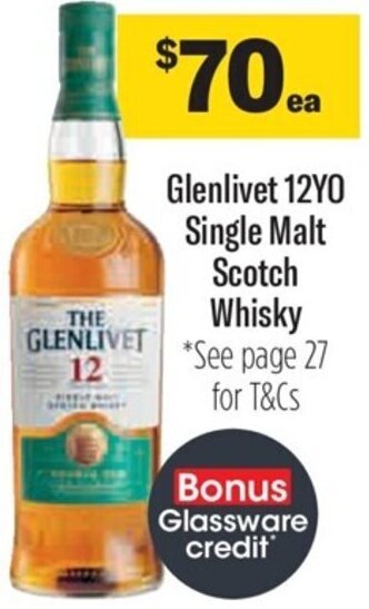 Liquorland Glenlivet 12YO Single Malt Scotch Whisky offer