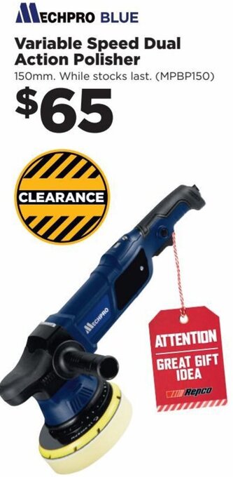 Repco Mechpro Blue Variable Speed Dual Action Polisher offer