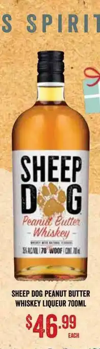 Spudshed Sheep dog peanut butter whiskey liqueur offer