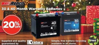 Repco Repco 30 & 40 Month Warranty Batteries offer