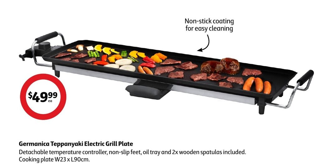Germanica Teppanyaki Electric Grill Plate W23xL90cm offer at Coles