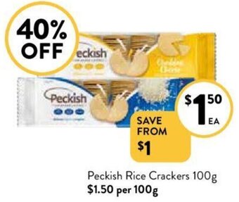Foodworks Peckish Rice Crackers 100g offer