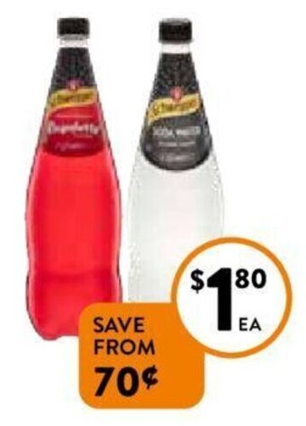 Foodworks Schweppes Soft Drink, Mineral Water or Mixers 1.1L offer