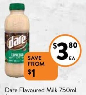 Foodworks Dare Flavoured Milk 750ml offer