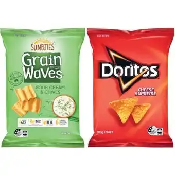 Coles Doritos corn chips 150g-170g, doritos 3d 130g or grainwaves 170g offer