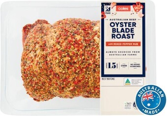 Coles Coles Australian No Added Hormones Beef Oyster Blade Roast with Mixed Pepper Rub offer
