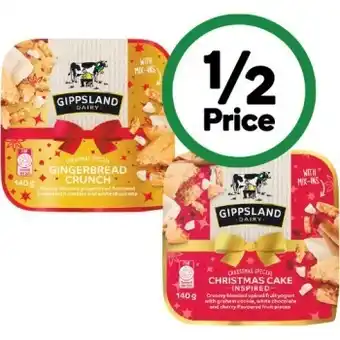 Woolworths Gippsland dairy yoghurt mix-ins christmas varieties 140g – from the fridge offer