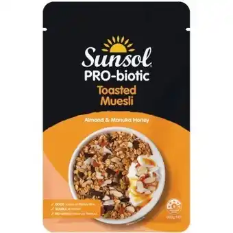 Woolworths Sunsol pro-biotic muesli 400g offer