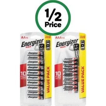 Woolworths Energizer max aa or aaa pk 14/16 offer