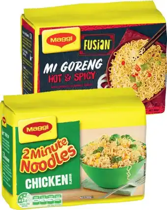 Coles Maggi or Fusian 2 Minute Noodles 5 Pack 335g-370g offer