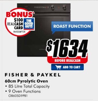 The Good Guys Fisher & Paykel - 60cm Pyrolytic Oven - OB60SD9PB1 offer