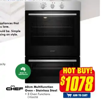 The Good Guys CHEF - 60cm Multifunction Oven - Stainless Steel - CVE662SB offer
