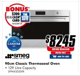 The Good Guys Smeg - 90cm Classic Thermoseal Oven - SFPA9305SPX offer