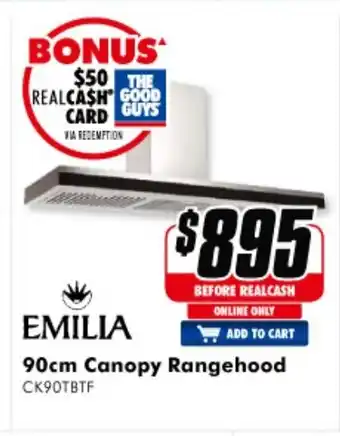 The Good Guys Emilia - 90cm Canopy Rangehood - CK90TBTF offer